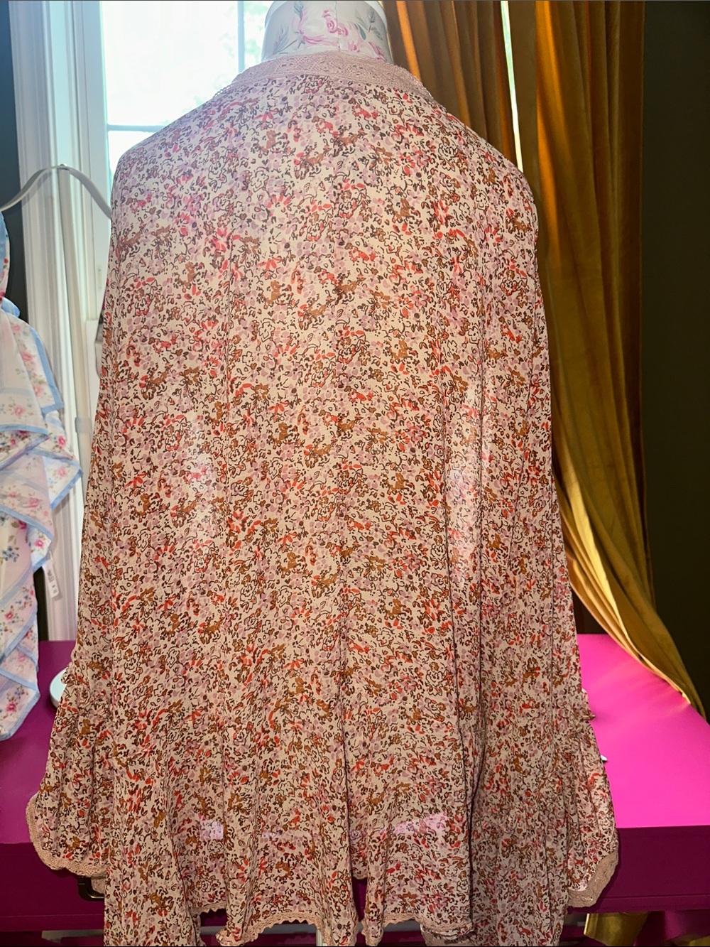 Free People Pink Floral Tie-Front Kimono - Picture 5 of 8